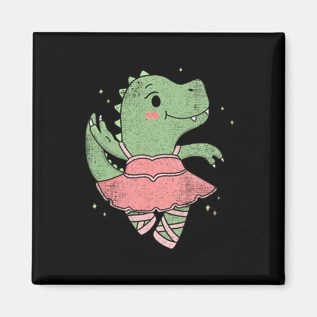 Dancing T-rex Dinosaur Llerina For Llet Dancer Vin Magnet (Front)