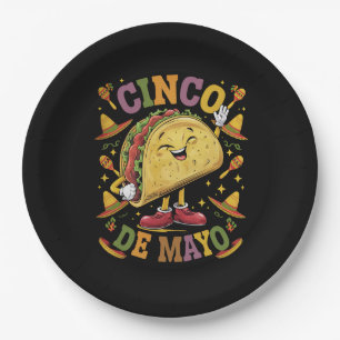 Dancing Taco Funny Cinco De Mayo Fiesta Party Paper Plate