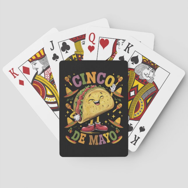 Dancing Taco Funny Cinco De Mayo Fiesta Party Playing Cards (Back)