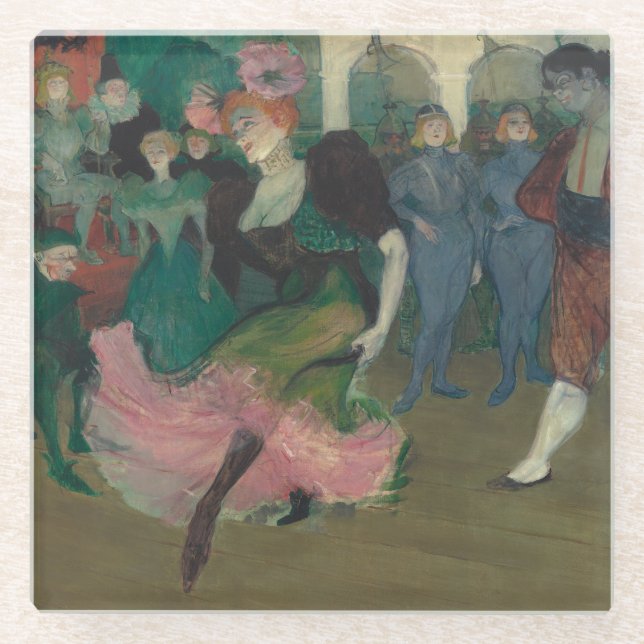 Dancing the Bolero - Toulouse-Lautrec Painting Glass Coaster (Front)