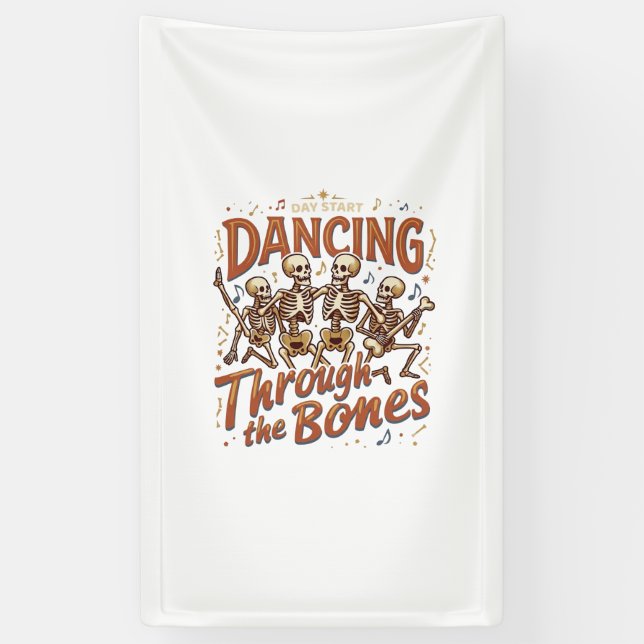 Dancing Through Bones Halloween Skeletons Music Ce Banner (Vertical)