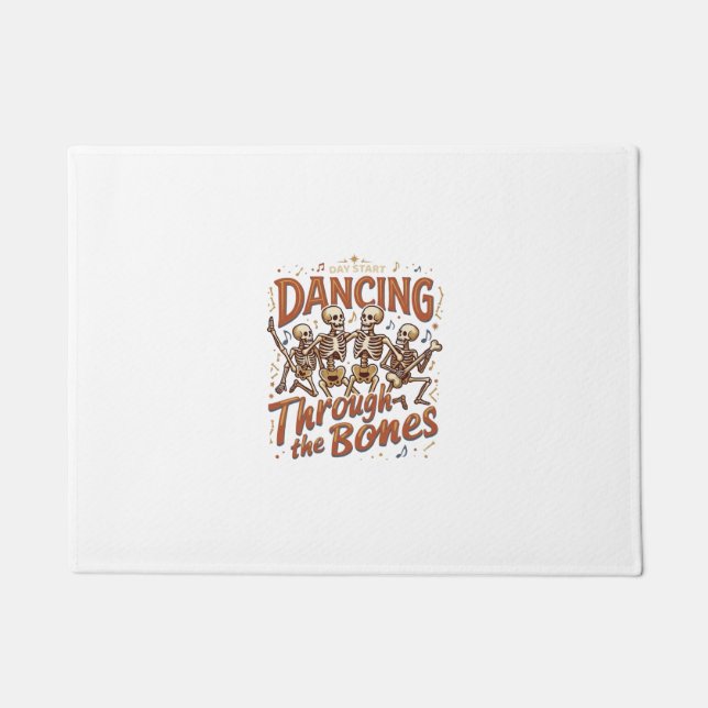 Dancing Through Bones Halloween Skeletons Music Ce Doormat (Front)