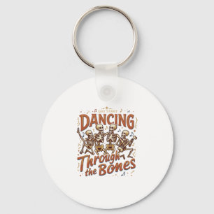 Dancing Through Bones Halloween Skeletons Music Ce Key Ring
