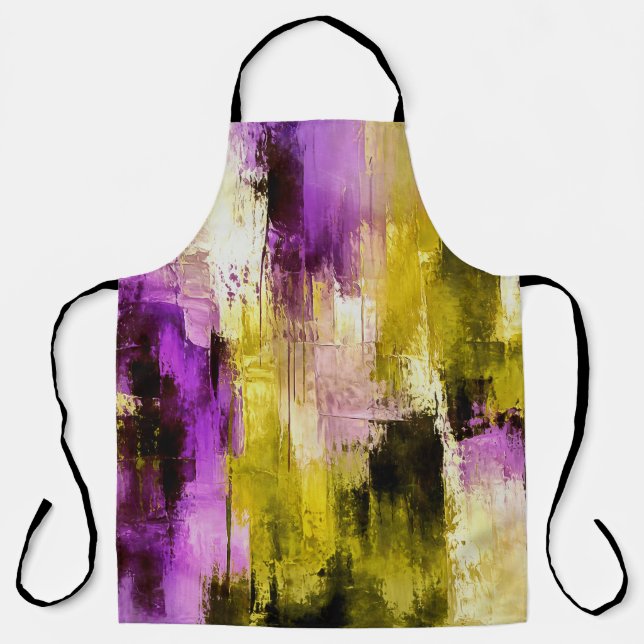 Dancing Through Violet Expressive Modern Abstract Apron (Front)