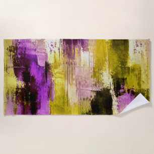 Dancing Through Violet Expressive Modern Abstract Beach Towel