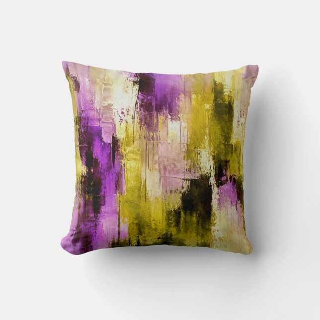Dancing Through Violet Expressive Modern Abstract Cushion (Front)
