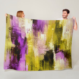 Dancing Through Violet Expressive Modern Abstract Fleece Blanket