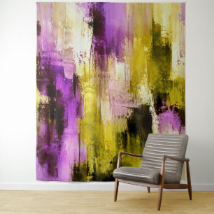 Dancing Through Violet Expressive Modern Abstract Tapestry