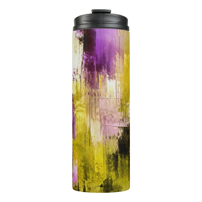 Dancing Through Violet Expressive Modern Abstract Thermal Tumbler (Front)