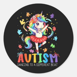 Dancing To A Different Beat Unicorn Au Awareness Classic Round Sticker