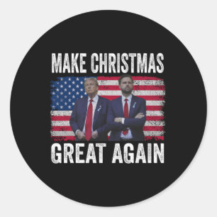 Dancing Trump Santa And Dj Vance Make Christmas Gr Classic Round Sticker