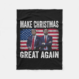 Dancing Trump Santa And Dj Vance Make Christmas Gr Fleece Blanket