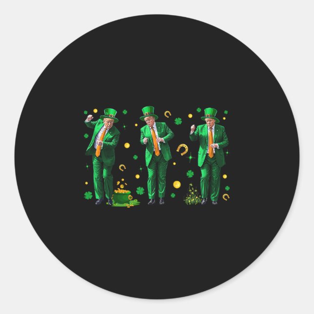 Dancing Trump St. Patrick's Day  Classic Round Sticker (Front)
