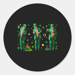 Dancing Trump St. Patrick's Day , Uni-adults, Blac Classic Round Sticker