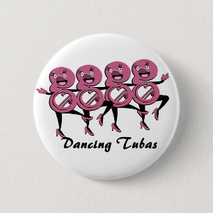 Dancing Tubas/ Pink 6 Cm Round Badge