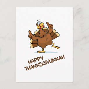 Dancing Turkey Celebrate Thanksgivukkah Postcard