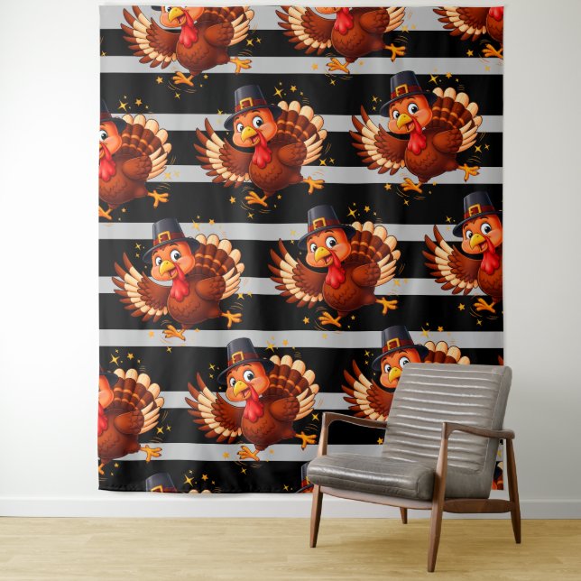 Dancing Turkey Tapestry (In Situ)
