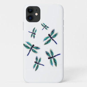 Dancing Turquoise Dragonfly Bugs iPhone 11 Case