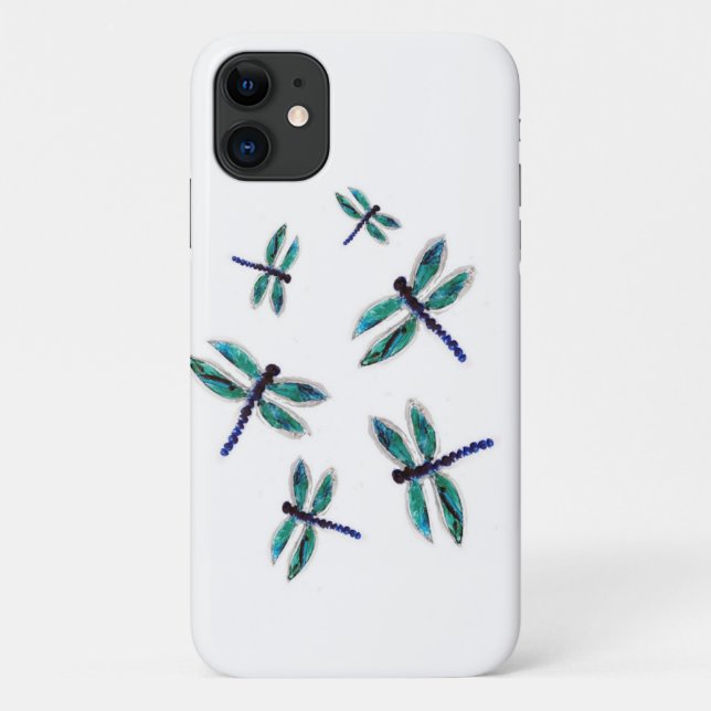 Dancing Turquoise Dragonfly Bugs Case-Mate iPhone Case (Back)