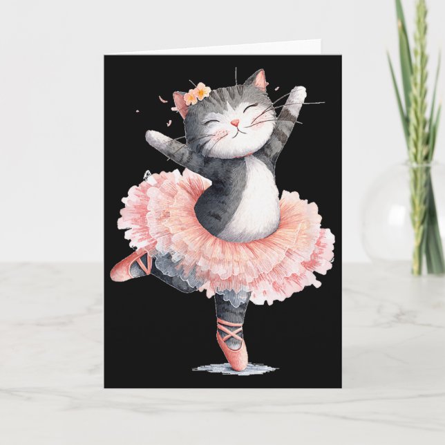 Dancing Tutu Cat Costume For Cats Lovers  Card (Front)