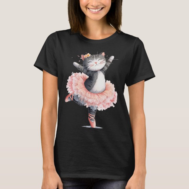 Dancing Tutu Cat Costume For Cats Lovers  T-Shirt (Front)