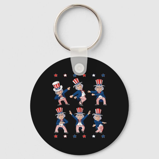 Dancing Uncle Sam 4th Of July Boys Kids Patriotic  Key Ring (Front)