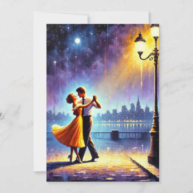 Dancing underneath the lamppost holiday card (Front)
