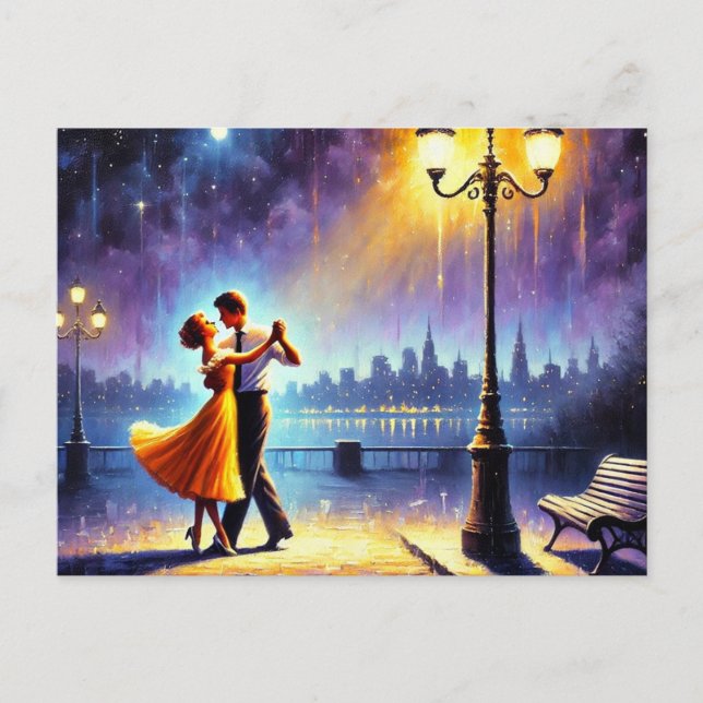 Dancing underneath the lamppost postcard (Front)