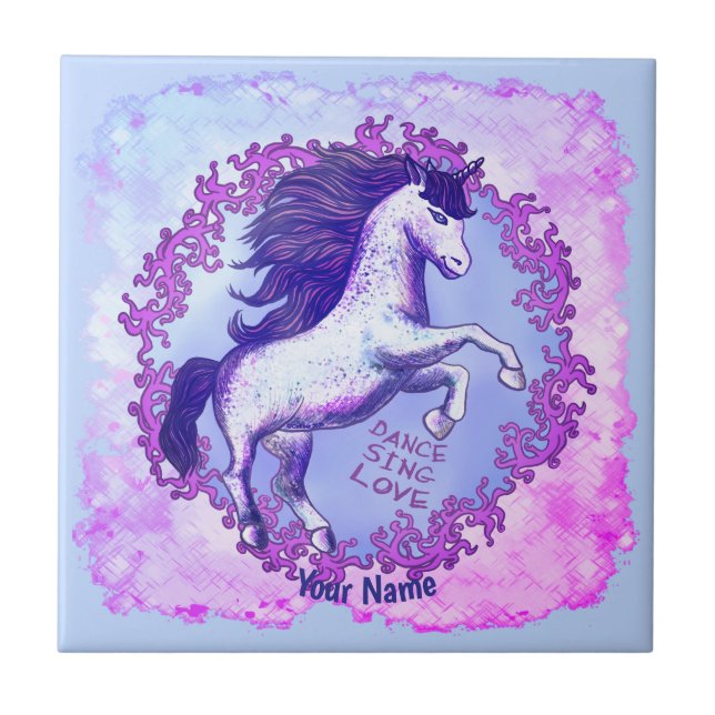 Dancing Unicorn   Ceramic Tile (Front)