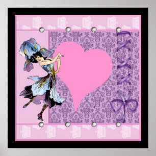 Dancing Vintage Flower Fairy Fantasy Design LeahG Poster