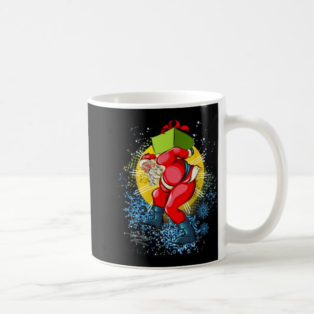 Dancing Vintage Santa Claus Christmas Graphic  Coffee Mug (Right)