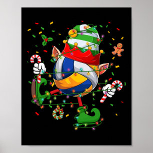 Dancing Volleyball Ball Elf Hat Scute Ss Cute Sss  Poster