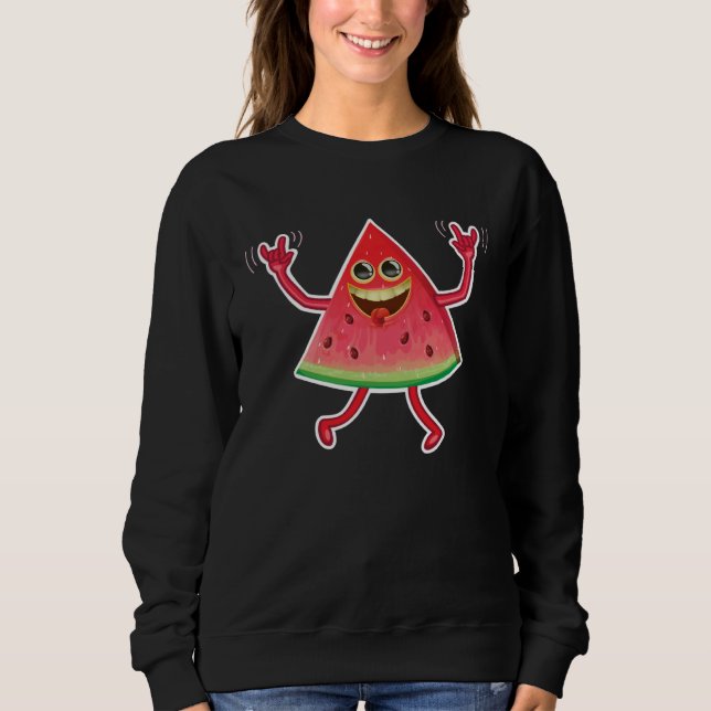 Dancing Watermelon  Cool Heart Beats For Fruits Sweatshirt (Front)