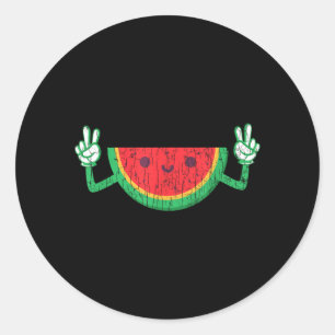 Dancing Watermelon Funny Summer Fruit Lover Classic Round Sticker