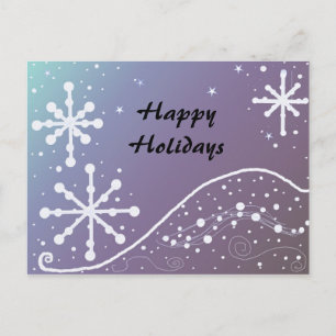Dancing White Snowflakes Holiday Postcard