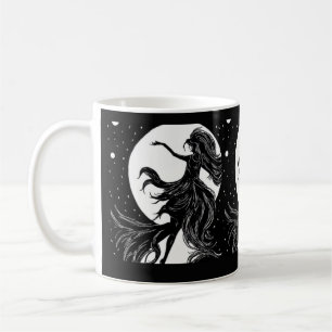 dancing witch in moonlight halloween fun coffee mug