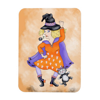 Dancing Witch with her cat Magnet