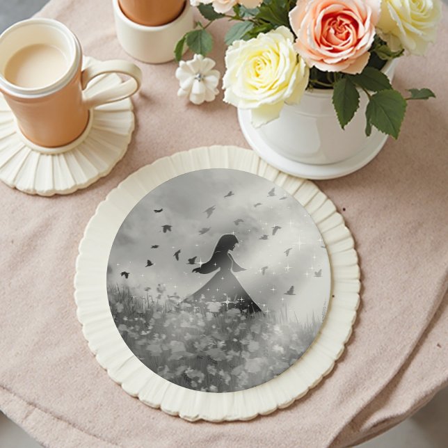 Dancing with birds round paper coaster (Creator Uploaded)