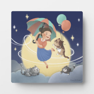 Dancing with Cats at Moonlit Night Plaque