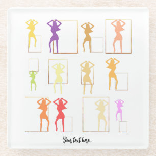 Dancing with Colours Female Kaleidoscope Glass Coaster