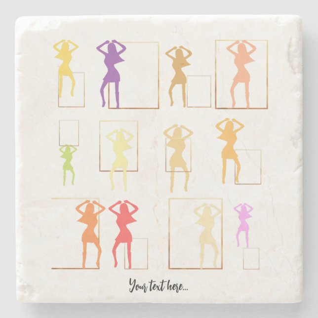 Dancing with Colours Female Kaleidoscope Stone Coaster (Front)