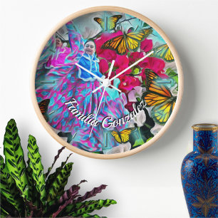 Dancing with Flowers & Butterflies PV01 Clock