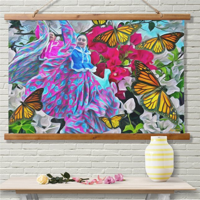 Dancing with Flowers & Butterflies PV01 Hanging Tapestry (Creator Uploaded)