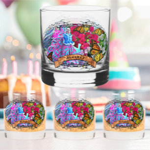 Dancing with Flowers & Butterflies PV01 Whiskey Glass