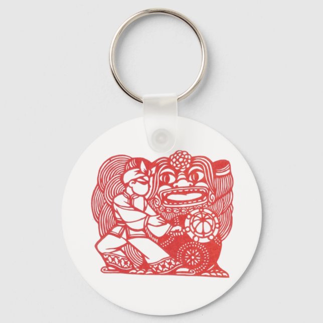 Dancing with lion key ring (Front)