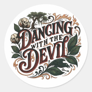 Dancing With The Devil Gothic Art Classic Round Sticker