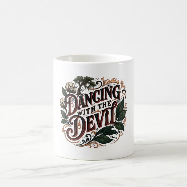 Dancing With The Devil Gothic Art Coffee Mug (Center)