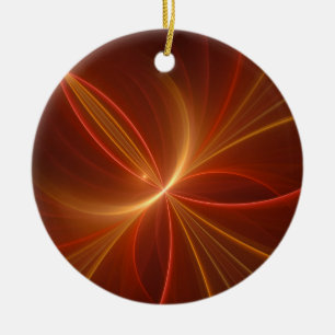 Dancing With The Light Modern Abstract Fractal Art Ceramic Ornament