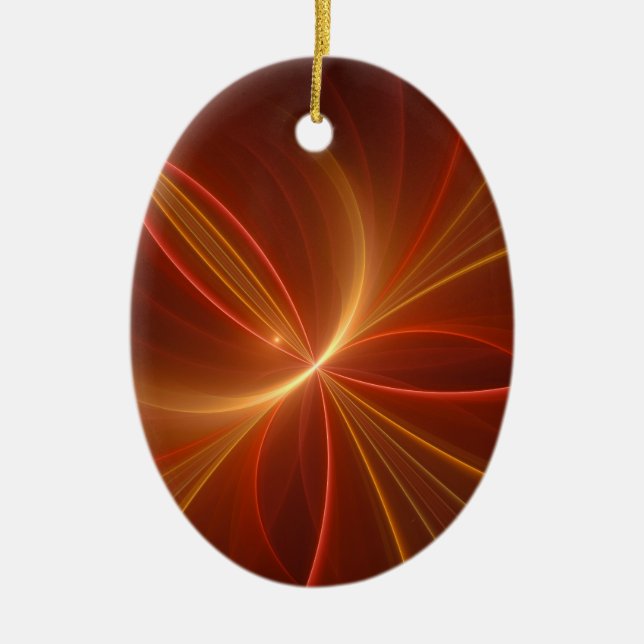 Dancing With The Light Modern Abstract Fractal Art Ceramic Ornament (Front)