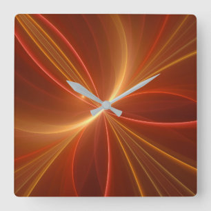 Dancing With The Light Modern Abstract Fractal Art Square Wall Clock